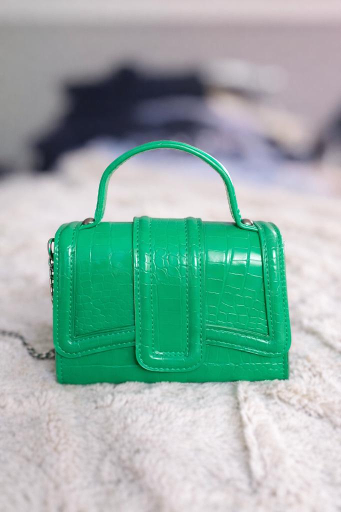 Zara groene mini tas | croco look | crossbody & handtas, Ophalen of Verzenden, Zo goed als nieuw, Groen, Handtas