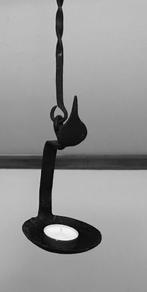Antieke smeedijzeren olielamp, Antiek en Kunst, Antiek | Kandelaars, Ophalen of Verzenden, Overige materialen