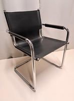 Buisframe leren stoel Marcel Breuer stijl, Huis en Inrichting, Stoelen, Ophalen, Zwart, Zo goed als nieuw, Eén