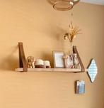 Houten wandplank met leren dragers, Huis en Inrichting, Ophalen of Verzenden, Zo goed als nieuw