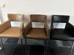 6x leren Foucault eetkamerstoel, Huis en Inrichting, Stoelen, Ophalen, Gebruikt, Zwart, Metaal