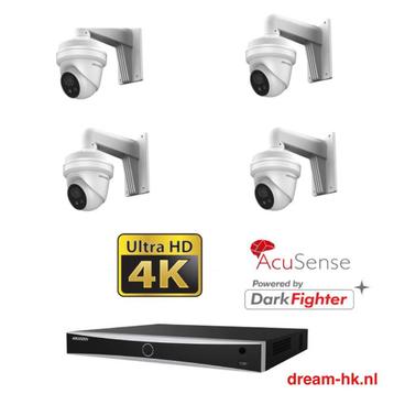 8MP Hikvision IP PoE Darkfighter camera set/NVR+4x camera's
