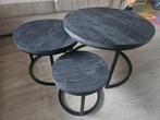 Salontafel 3 delig zwart, Huis en Inrichting, Tafels | Salontafels, Ophalen, Gebruikt, 100 tot 150 cm, Rond