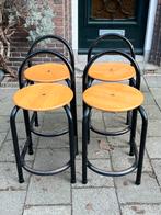 Vintage postmodern barkrukken 1980 brutalist set/4, Gebruikt, Met voetsteun, 60 tot 90 cm, Ophalen of Verzenden
