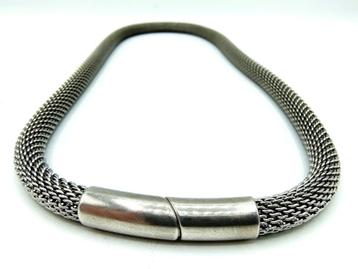 Edelstalen gevlochten ketting met zilveren sluiting, 48 cm beschikbaar voor biedingen