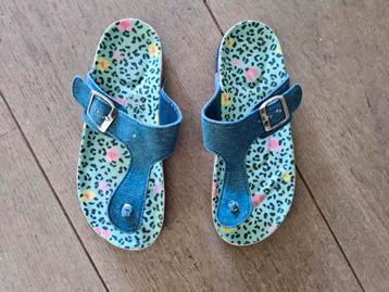 meisjes slippers blauw met kurkzool en Gesp mt 34, 35 beschikbaar voor biedingen