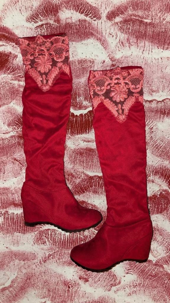 Velvet knee-long soft boots 39 size, hoge flueel laarzen, Kleding | Dames, Schoenen, Zo goed als nieuw, Hoge laarzen, Rood, Ophalen of Verzenden