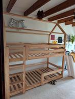 Houten stapelbed met huisje, Ophalen, Gebruikt, Stapelbed