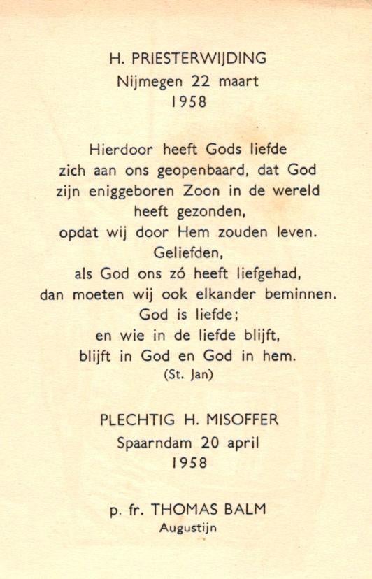 Balm Thomas Nijmegen 1958 Spaarndam, Ophalen of Verzenden