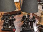 2 bronzen tafel lampen engelen vorige eeuw. 41 cm hoog. €185, Ophalen
