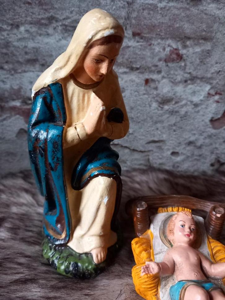 Antieke brocante kerstbeelden kerst  Jozef Maria en Jezus, Antiek en Kunst, Antiek | Religie, Ophalen of Verzenden