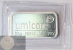 Zilver 999/1000 - Baar 50 gram Umicore, Ophalen of Verzenden, Zilver