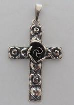 Uit inboedel: Zeldzame hanger kruis TEKA, met rozen, incl ve, Verzenden, Zo goed als nieuw, Kruis of Symbool, Zilver