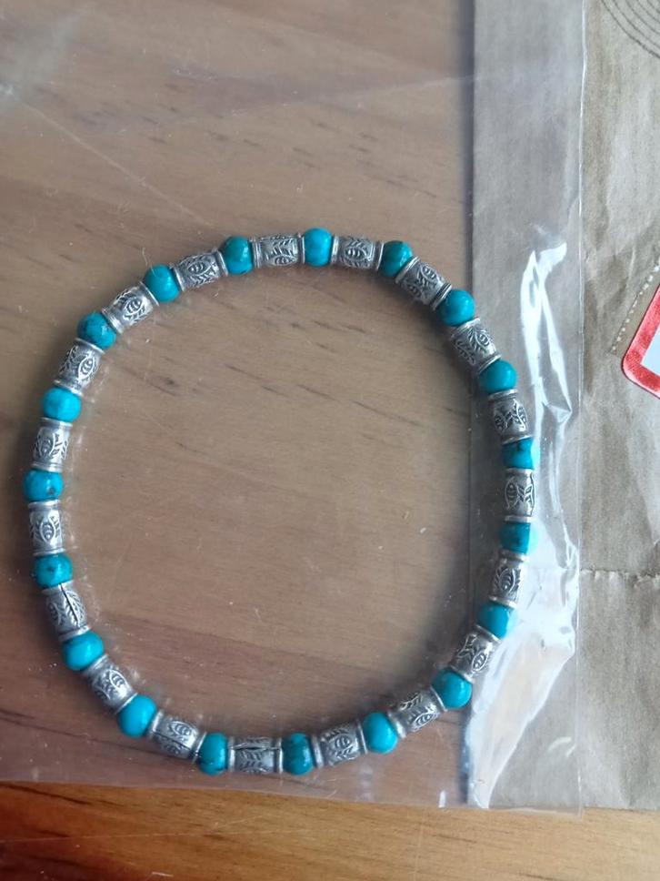 Armband turkoois en zilver, Sieraden, Tassen en Uiterlijk, Armbanden, Nieuw, Zilver, Blauw, Ophalen of Verzenden