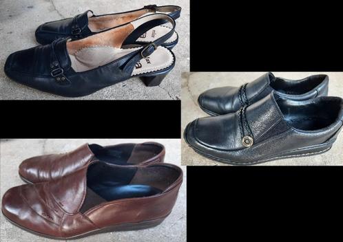 3 paar mooie leren schoenen - Ara en Rieker maat 39, Kleding | Dames, Schoenen, Zo goed als nieuw, Instappers, Zwart, Ophalen of Verzenden