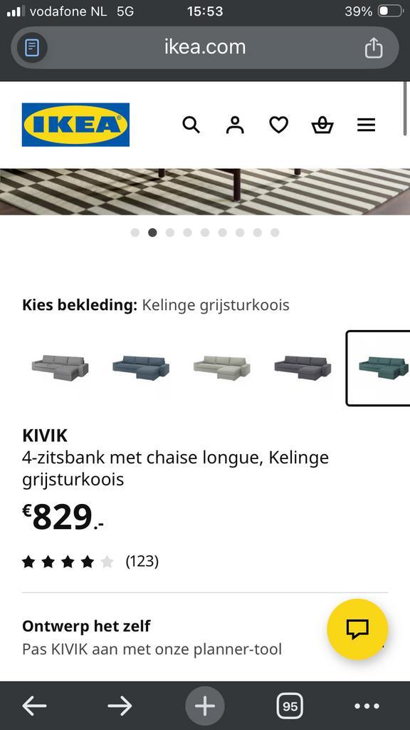 IKEA KIVIK 4-zitsbank met chaise longue, Huis en Inrichting, Banken | Complete zithoeken, Gebruikt, Stof, Ophalen