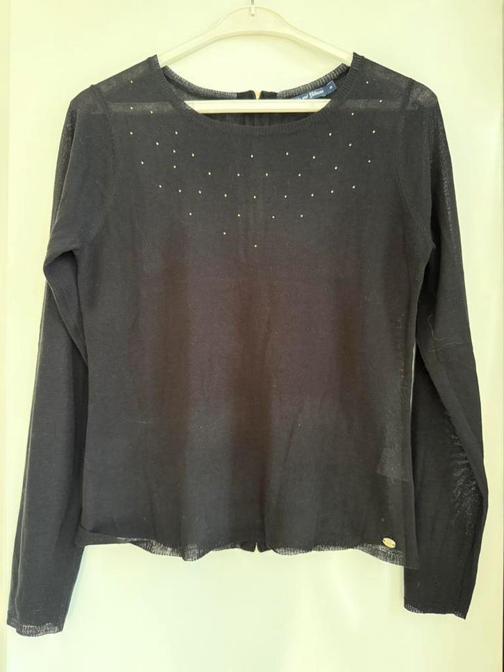 zwarte dunne top gouden studs lm maat S GEDDES & GILLMORE, Kleding | Dames, Tops, Zo goed als nieuw, Maat 38/40 (M), Zwart, Lange mouw