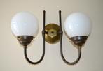 Grote dubbele Art-Deco / Gispen lamp - Messing / Opaline, Huis en Inrichting, Lampen | Wandlampen, Gebruikt, Ophalen of Verzenden