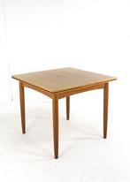 Vintage compact verlengbare eettafel vierkant gratis bezorgi, Teakhout, Gebruikt, 50 tot 100 cm, -