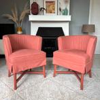 Twee roze linnen stoelen | eetkamerstoelen | fauteuils, Huis en Inrichting, Ophalen, Minder dan 75 cm, Zo goed als nieuw, Stof