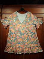 boho vintage look tuniekjurk roze/grijs bloemen 54/56, Kleding | Dames, Grote Maten, Ophalen of Verzenden, Jurk