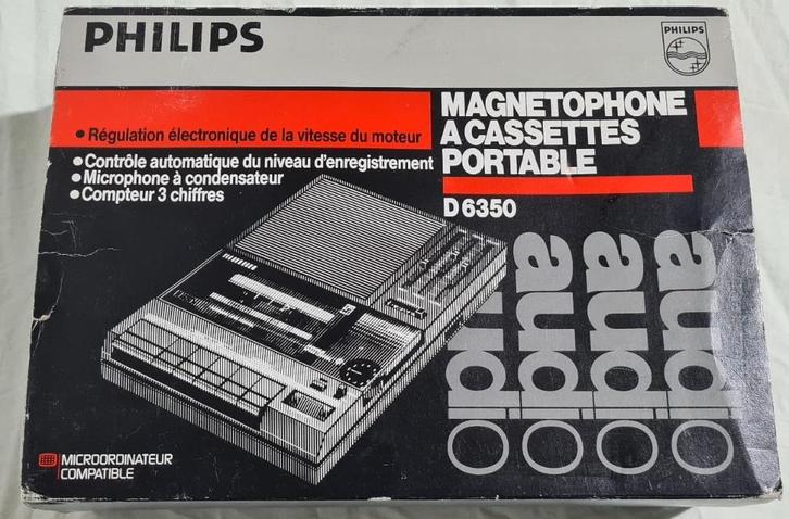 cassettespeler Philips D6350, 1986, originele doos, getest, Audio, Tv en Foto, Cassettedecks, Enkel, Philips, Ophalen of Verzenden