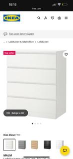 Ladekast Malm wit 2x IKEA, Huis en Inrichting, Kasten | Ladekasten, Ophalen, Gebruikt, 50 tot 100 cm, 3 of 4 laden