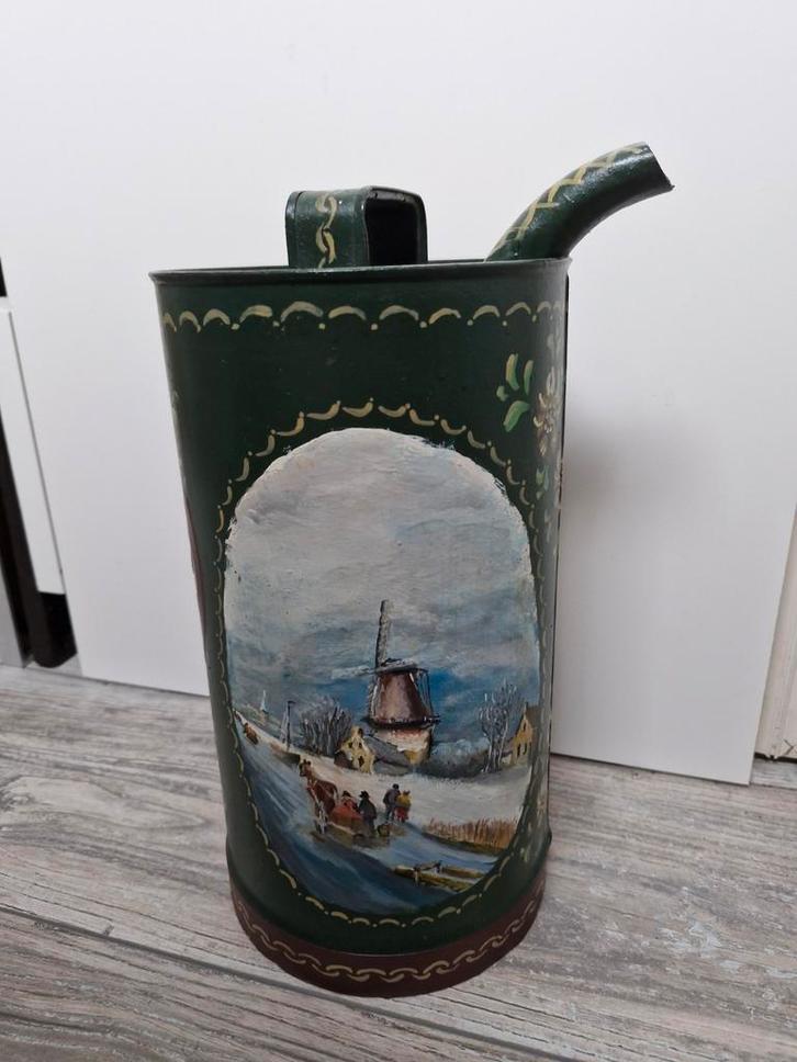 Oude BP schenkkan bescilderd met 2 winter landschappen, Antiek en Kunst, Curiosa en Brocante, Ophalen of Verzenden