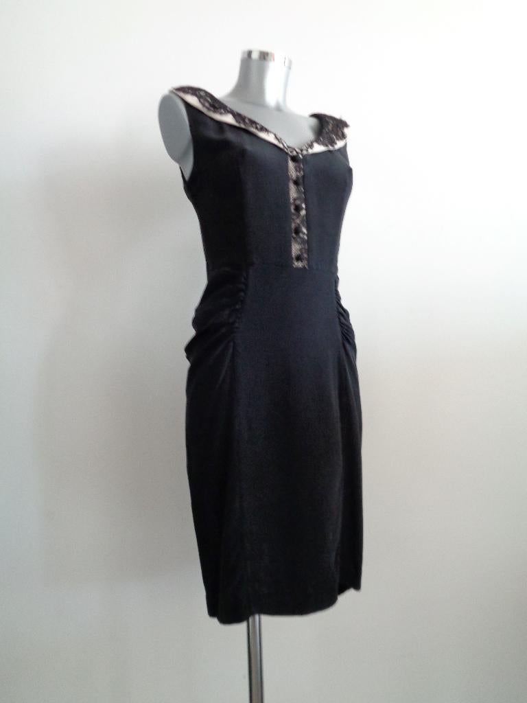 Betsey Johnson vintage zijden jurk, maat 10/36 origineel, Zwart, Ophalen of Verzenden, Zo goed als nieuw, Knielengte