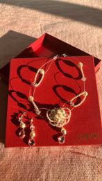 Bruids sieraden parel ketting oorbellen, Ophalen of Verzenden, Zo goed als nieuw, Overige kleuren, Accessoires