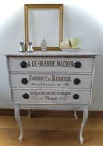 Brocante ladekastje / Queen Ann / landelijk / nachtkastje, Metaal, Zo goed als nieuw, 3 of 4 laden, Minder dan 100 cm