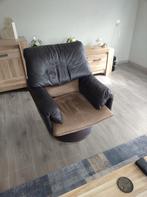 Leolux draaifauteuil op ronde voet, Ophalen, Gebruikt, 75 tot 100 cm, Leer