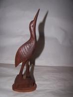 Mooie handgesneden houten reiger. H 24cm. Izgs., Verzamelen, Beelden en Beeldjes, Ophalen of Verzenden, Zo goed als nieuw, Dier