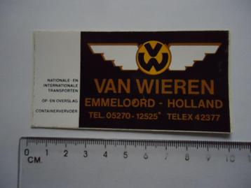 sticker oud EMMELOORD Van Wieren transport retro truck beschikbaar voor biedingen