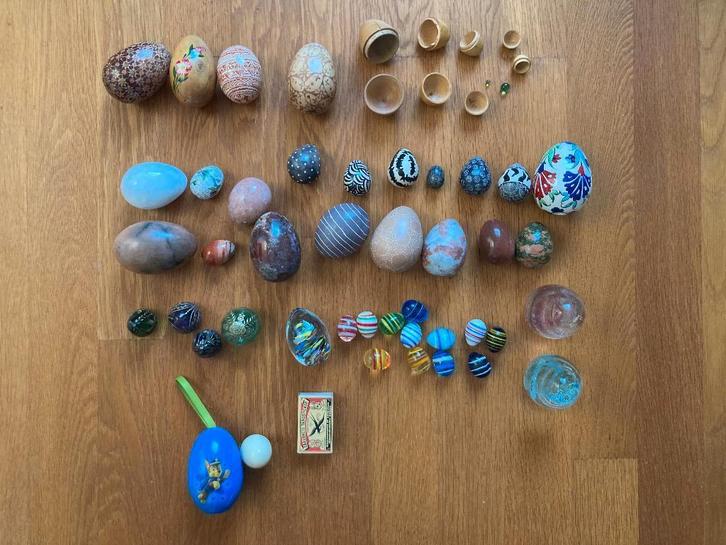 Verzameling marmeren & houten & glazen eieren eitjes paasei, Diversen, Pasen, Zo goed als nieuw, Ophalen of Verzenden