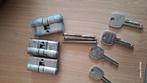 Cilinder 3 stuks met 4 sleutels, Doe-het-zelf en Verbouw, Ophalen of Verzenden, Rvs, Slot