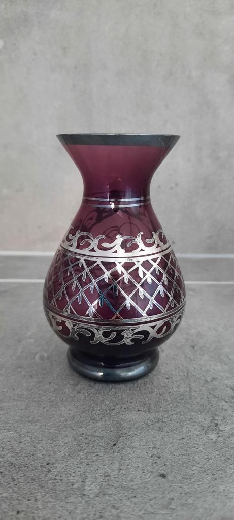 Vintage jaren 1900 venetiaanse zilveren overlay mini vaas, Antiek en Kunst, Antiek | Vazen, Ophalen of Verzenden