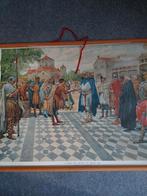 Oude schoolplaat , Karel de grote Te Aken, Antiek en Kunst, Ophalen, Geschiedenis