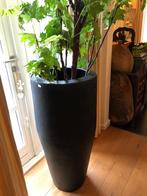 Uniek mooie hoge VAAS Bloempot plantenbak Zwart CROCO leder, Huis en Inrichting, Woonaccessoires | Vazen, Ophalen, Overige materialen