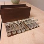 Vintage Glazen Messenleggers in Houten Doos, Antiek en Kunst, Antiek | Glas en Kristal, Ophalen of Verzenden