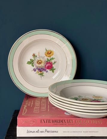 Badonviller set van 5 vintage diepe borden gebloemd beschikbaar voor biedingen
