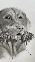 Houtskool en potlood tekening van een hond, Ophalen of Verzenden