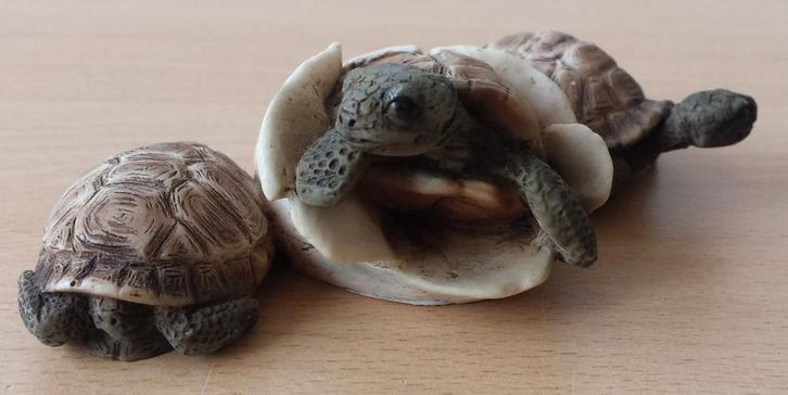 Beeld 3 Jonge Schildpadden - Castagna - 1989, Verzamelen, Beelden en Beeldjes, Zo goed als nieuw, Dier, Ophalen of Verzenden