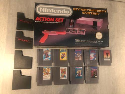 Nintendo action set met 9 spellen extra, Spelcomputers en Games, Spelcomputers | Nintendo Consoles | Accessoires, Gebruikt, NES