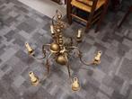 Brons gepatineerde 6-armige bolkroon met adelaar., Antiek en Kunst, Antiek | Lampen, Ophalen