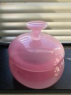 Roze glazen schaal met deksel, Schaal, Rond, Ophalen of Verzenden, Glas