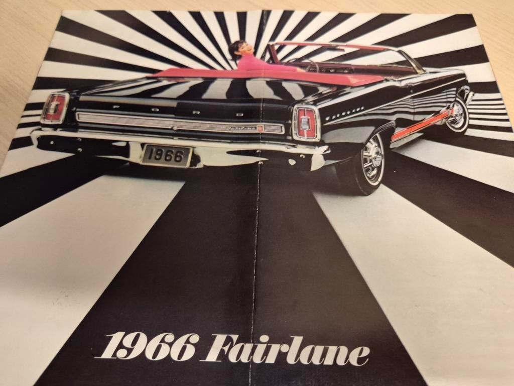 1966 dikke Ford Fairlane brochure cabriolet Woody stationcar, Ophalen of Verzenden, Gelezen, Ford