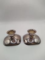 2 verzilverde kandelaars made in Denmark., Antiek en Kunst, Ophalen of Verzenden