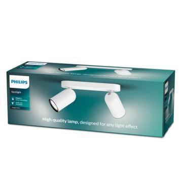 Philips opbouwspot MyLiving Pongee LED Wit 2 x 5.5W, Huis en Inrichting, Lampen | Spots, Nieuw, Plafondspot of Wandspot, Metaal of Aluminium