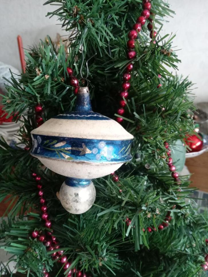 kerstbal 3 prachtige model oudere kerstbal in mooie kleuring, Diversen, Kerst, Gebruikt, Ophalen of Verzenden